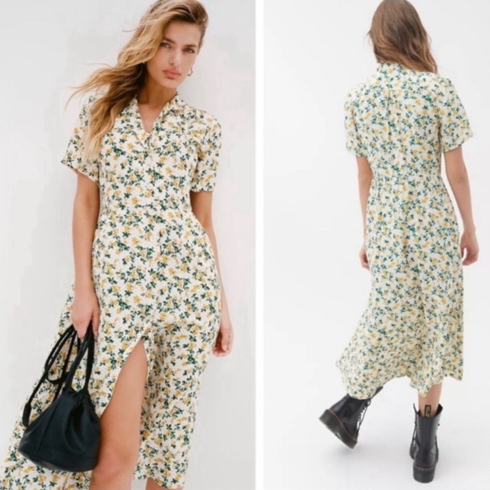 Urban Outfitters UO floral maxi shirt dress XS